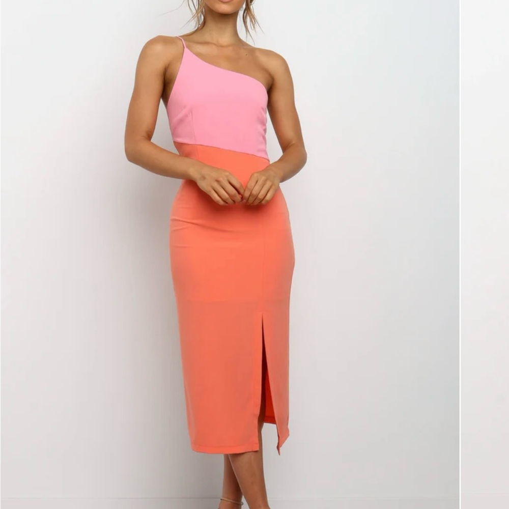 One-Shoulder Pink and Orange Dress Xiamara dress - Picture 4 of 12